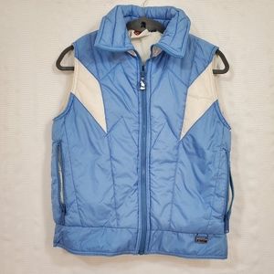 VINTAGE WHITE STAG MOUNTAIN GOAT Puffer Vest Blue/White Size Medium (Fits Small)